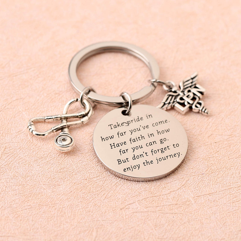 [Australia] - FUSTMW LPN Keychain Licensed Physicians Nurse Graduation Gifts LPN Charm Licensed Physicians Nurse Gift Nursing Student Inspiration Gift Take Pride in How Far You Have Come … silver 