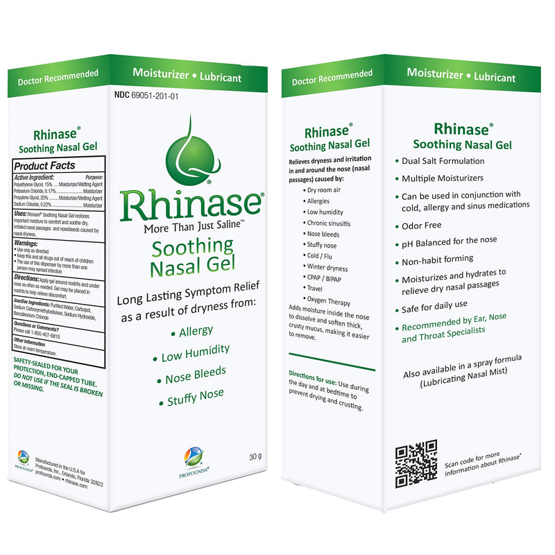 [Australia] - Rhinase Allergy Relief Lubricating Nasal Gel – Steroid Free, Dual Wetting Agent & Salt Formulation (1 oz.) for Nasal Dryness Nosebleeds Saline Gel for Nose 