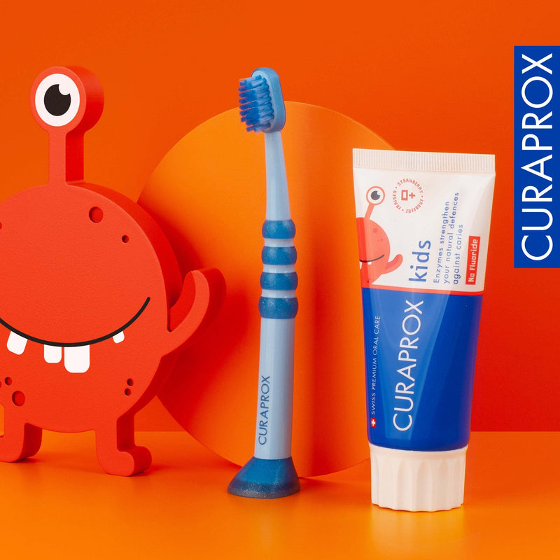 [Australia] - Curaprox Children's Toothpaste CS Kids Strawberry, Zero Fluoride, 60ml - Fluoride Free Strawberry Toothpaste for Kids 2 + Years - SLS Free, Microplastic Free & Triclosan Free Kids Toothpaste, Clear 