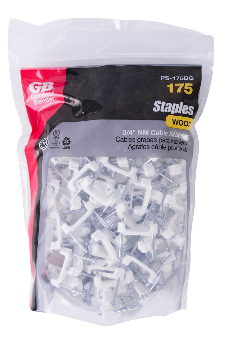 [Australia] - Gardner Bender PS-175BG Plastic Electrical Cable Staples, ¾ inch, Secures Romex, UF and NM, 175 pk, White 