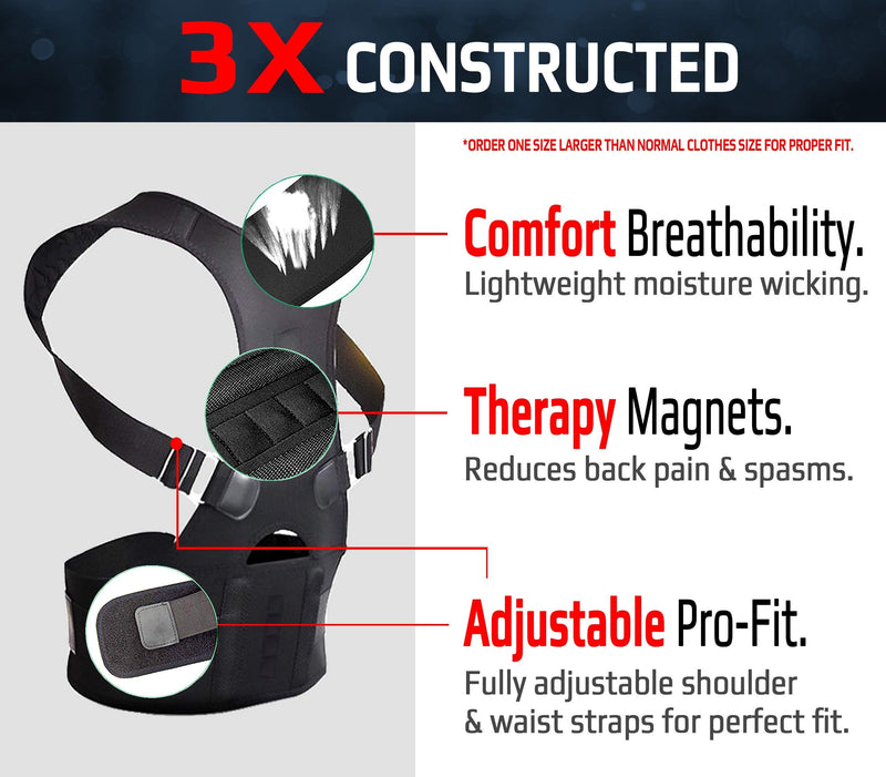 [Australia] - VPX Magnetic Posture Corrector Men & Women | Fully Adjustable Padded Back Supporter, Straightener, Trainer | All Day Pain Relief & Lumbar Support | Neck, Spine Stretcher, Shoulders Correction, Braces 