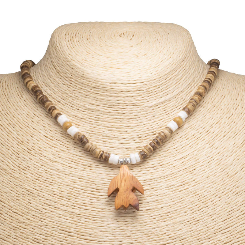 [Australia] - BlueRica Wood & Shell Turtle Pendant on Coconut Wood Necklace 5mm Tiger 