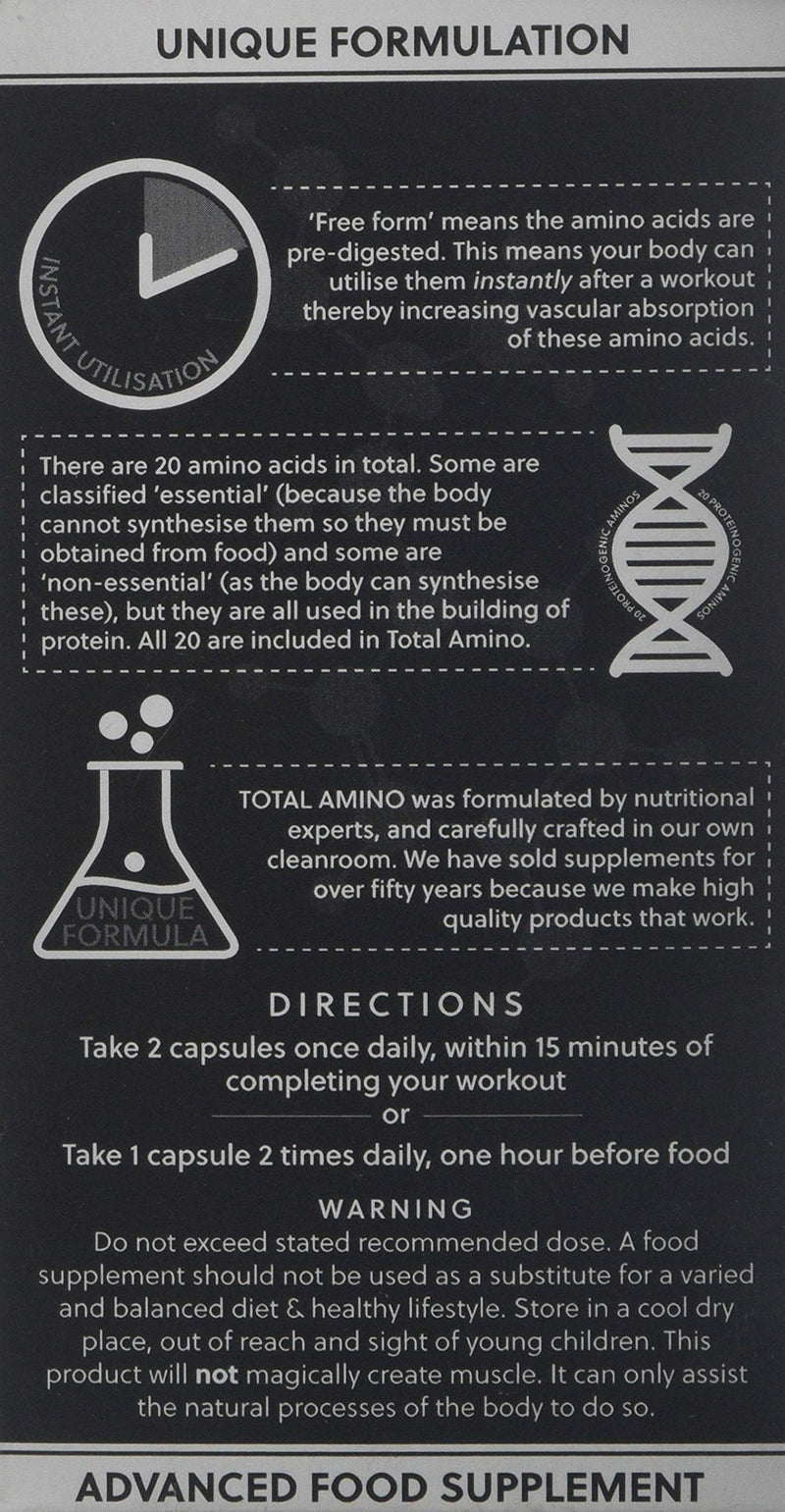 [Australia] - Total Amino | Full Spectrum Amino Acids Capsules | BCAA | Free Form Amino Acids | 120 Vegan Capsules | G&G Vitamins 