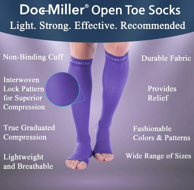 [Australia] - Doc Miller Toeless Compression Socks Women Men - 1 Pair 20-30mmHg, Recovery from Shin Splints, Joints Inflammation 3x-Large Tall Violet 