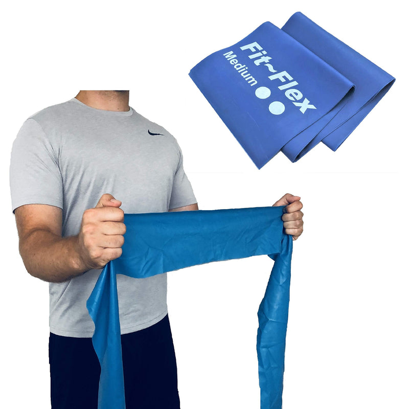 [Australia] - Fit-Flex Resistance Exercise Band - 2m Length - 3 Flex Options – Pilates, Yoga, Rehab, Stretching, Strength Training Blue 