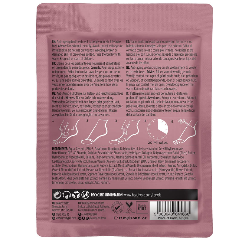 [Australia] - BeautyPro FOOT THERAPY Foot Mask with Collagen, Salicylic Acid (BHA Complex), & Argan Oil | Packed Full of Natural Ingredients | Intensely Moisturising | Bootie with Removable Toe Tip | 