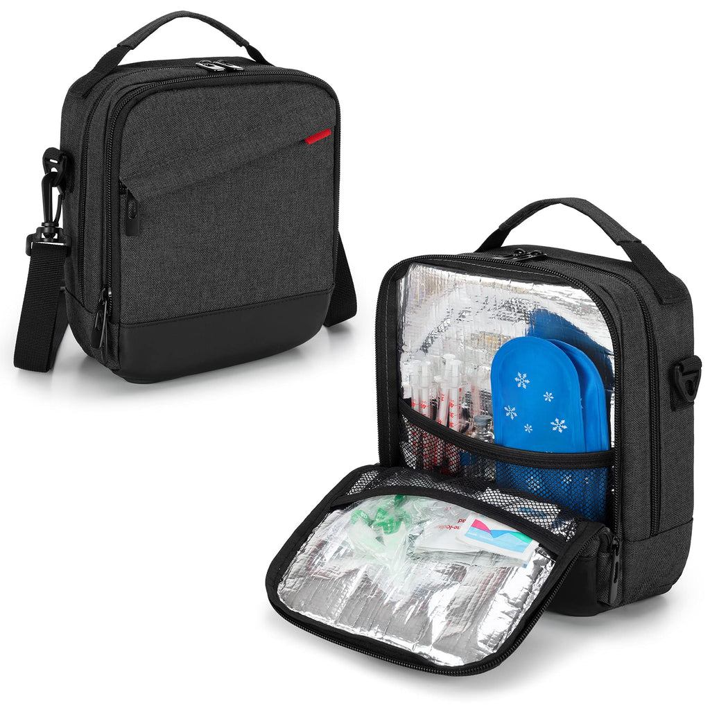 [Australia] - CURMIO Insulin Cooler Travel Case, Diabetes Supplies Bag with Shoulder Strap for Insulin Pen, Glucose Meter and Diabetic Supplies, Black 