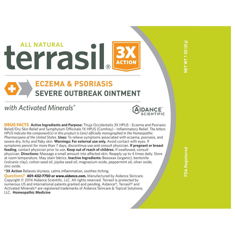 [Australia] - Eczema Cream - Triple Action Formula Patented Natural for Severe Eczema Psoriasis Outbreaks Rashes Rosacea Dermatitis Repairs Irritated Cracked Itchy Dry Skin by Terrasil - 28gm 