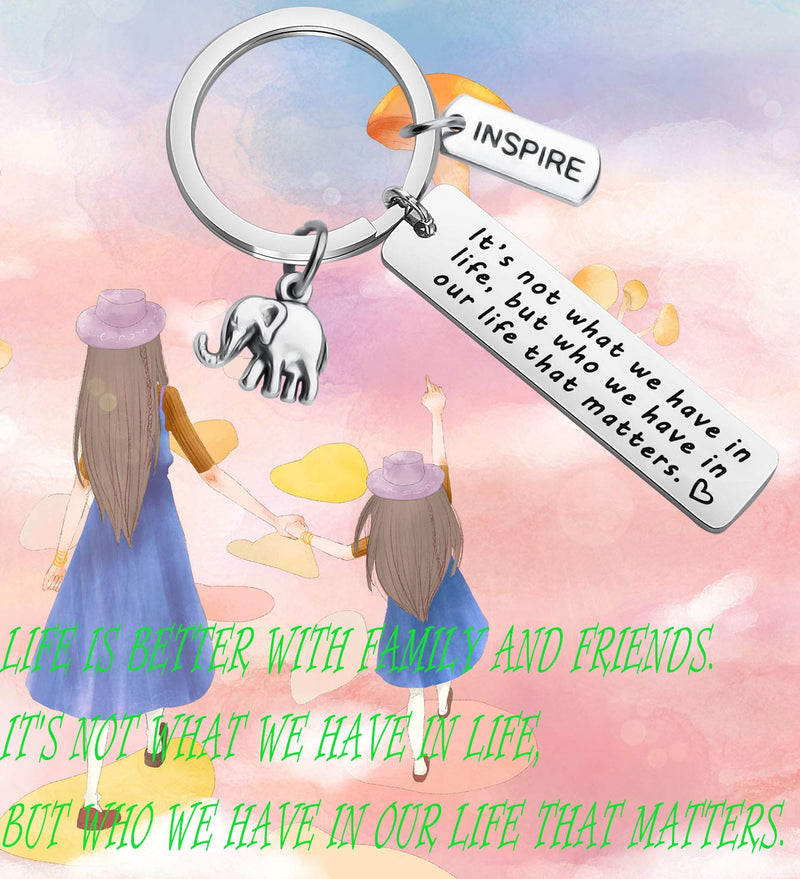 [Australia] - bobauna Elephant Friendship Keychain It's Not What We Have in Life But Who We Have in Our Life That Matters Inspirational Gift for Best Friend Couple elephant life matters keychain 
