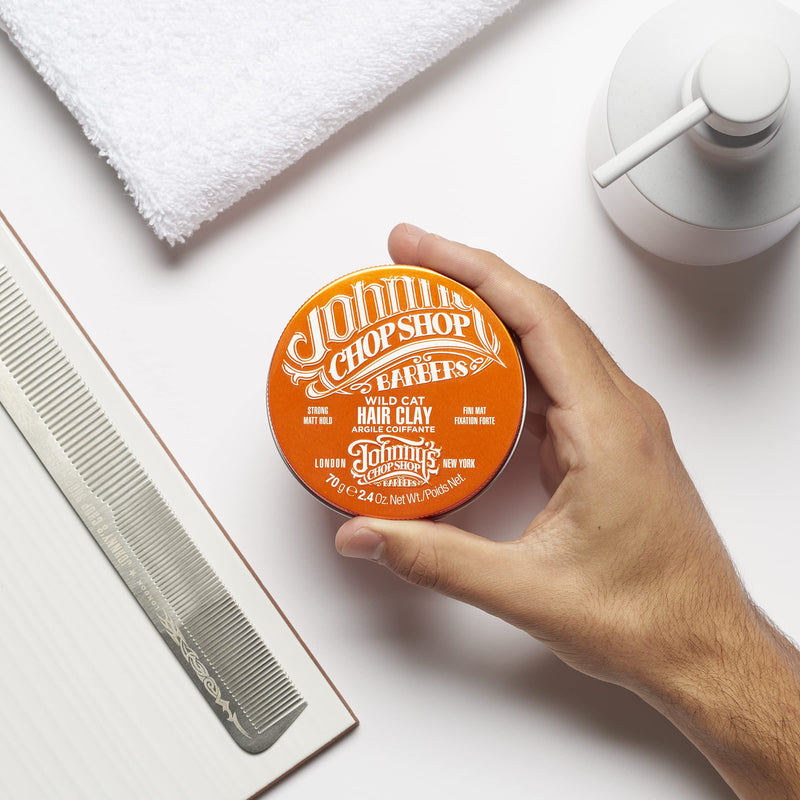 [Australia] - Johnny's Chop Shop - Wild Cat Hair Clay, Strong Hold, Matt Finish (70g) Pack of 1 