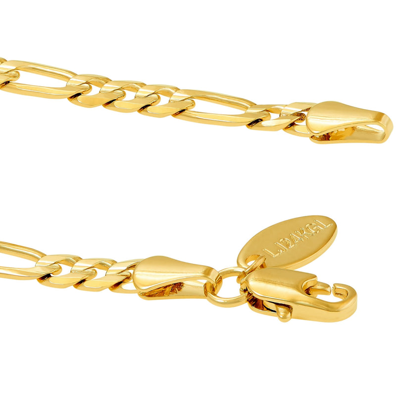 [Australia] - LIFETIME JEWELRY 4mm Figaro Chain Anklet for Women and Men 24k Real Gold Plated 10.0 Inches 
