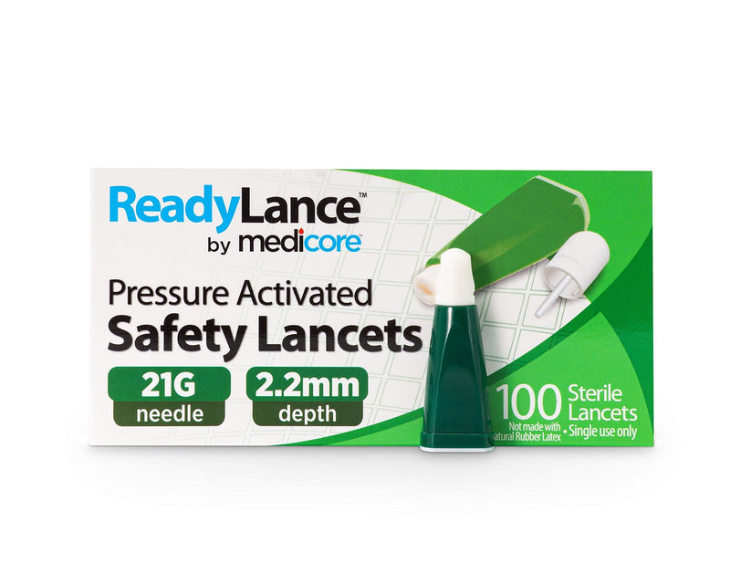[Australia] - ReadyLance, Pressure Activated Safety Lancets, 100 Lancets, 21Gx2.2MM, Green 21G x 2.2MM 