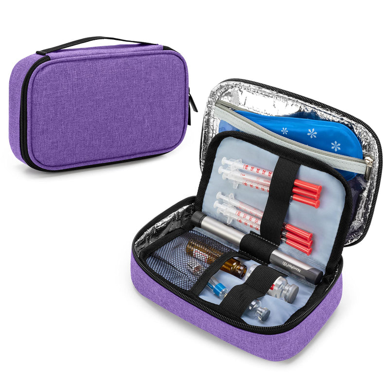 [Australia] - YARWO Insulin Cooler Travel Case with 2 Ice Packs, Diabetic Supply Bag for Insulin Pens and Other Diabetic Supplies, Purple 