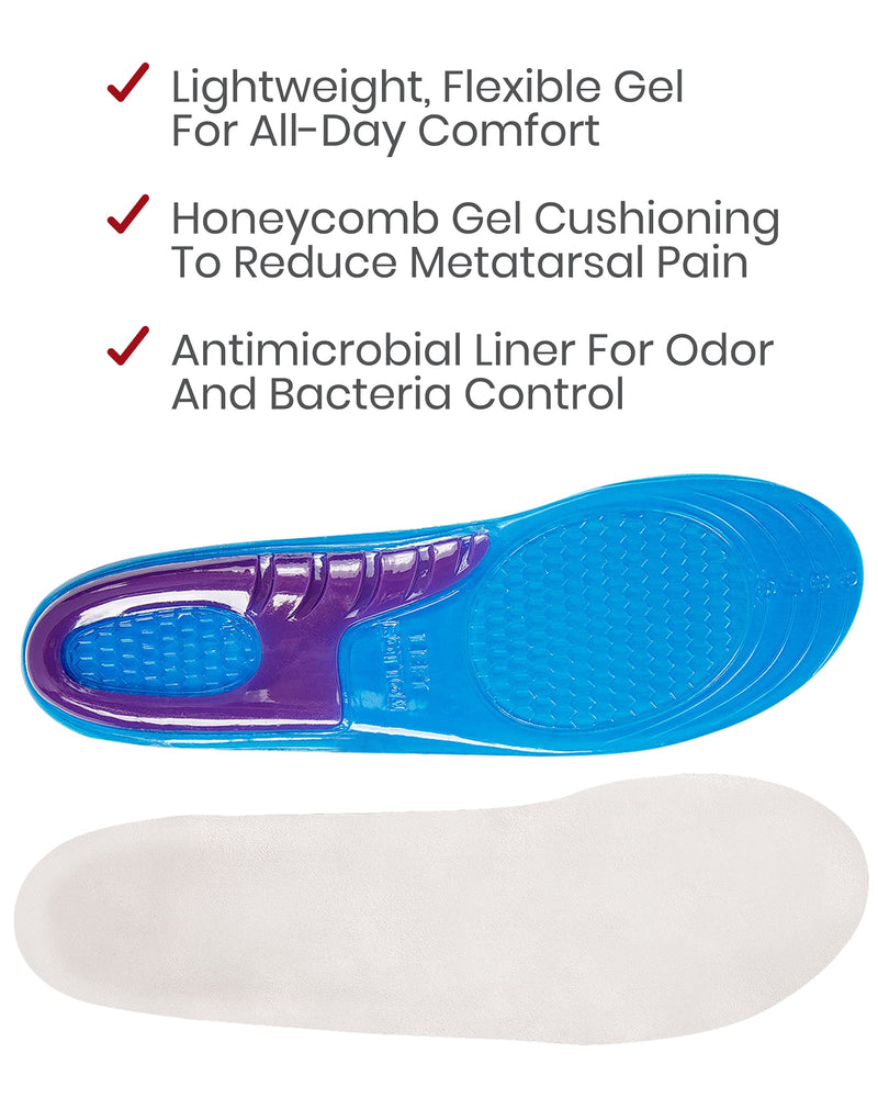 [Australia] - Envelop Gel Insoles - Shoe Inserts for Walking, Running, Hiking - Full Length Orthotics for Men, Women - Cushion Soles for Heels, Arch Support, Plantar Fasciitis, Massaging Flat Feet - Fits Work Boots Small (Pack of 2) 