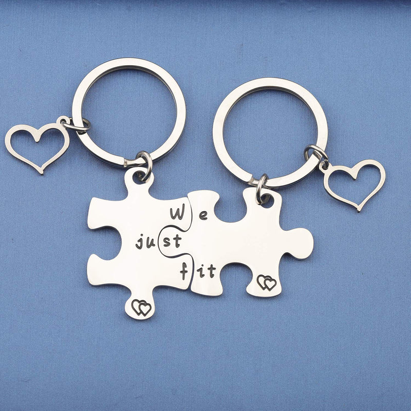 [Australia] - MYOSPARK We Just Fit Puzzle Piece Keychain Set Best Friend Keychain Couple Keychain His and Her Gift BFF Gift we just fit keychain set 