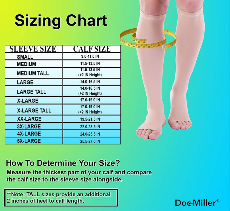 [Australia] - Doc Miller Open Toe Compression Socks 30-40 mmHg 1 Pair Medical Grade Stockings Skin/Nude X-Large Tall 