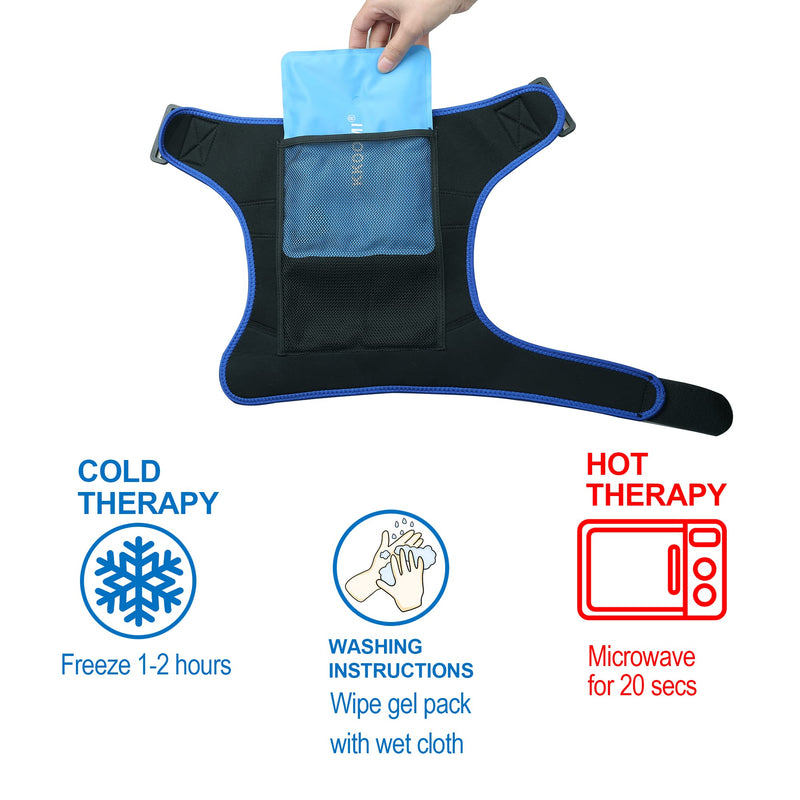 [Australia] - KKOOMI Shoulder Brace gel ice pack Shoulder pain relief for Torn Rotator Cuff, ice bag for injuries reusable,support and compression sleeve wrap for women&men shoulder stability strap,Left&Right arm 