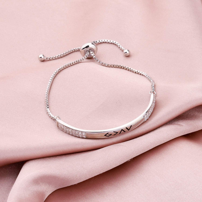 [Australia] - Zuo Bao Baptism Gift Christian Jewelry God is Greater Than The Highs and Lows Crystals Cross Adjustable Link Bracelets G>AV C-S 