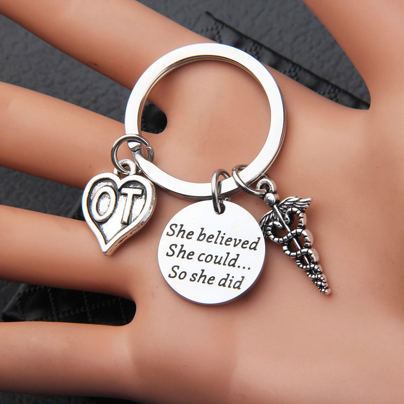 [Australia] - OT Gift Occupational Therapist Graduation Gift She Believed She Could So She Did OT Keychain OT Bracelet Occupational Therapy Gift 