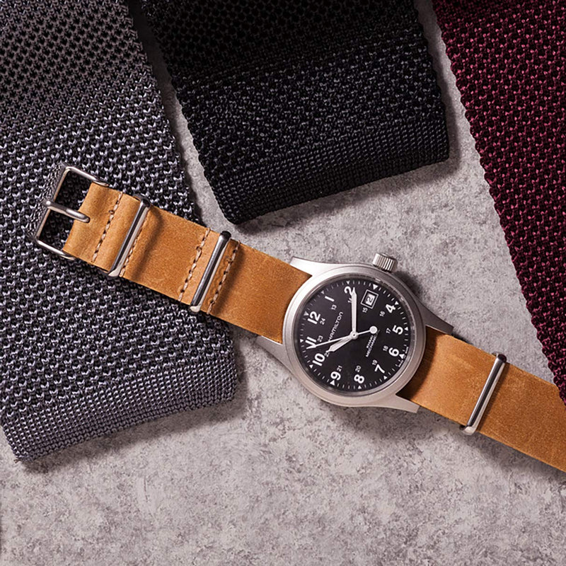 [Australia] - Benchmark Basics Leather Watch Band - Crazy Horse Oiled Leather One-Piece Watch Straps for Men & Women - Choice of Color & Width - 18mm, 20mm, 22mm or 24mm Black 