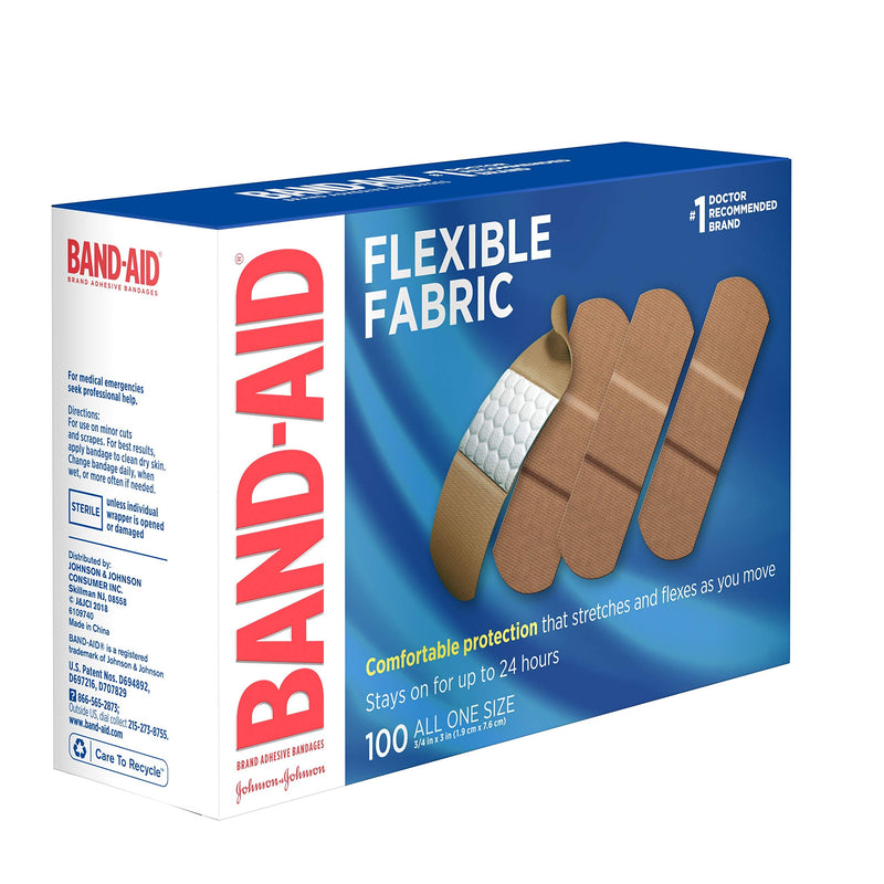 [Australia] - Band-Aid Flexible Fabric Adhesive Bandages 3/4" X 3" 100 Ct 10 Count (Pack of 1) 