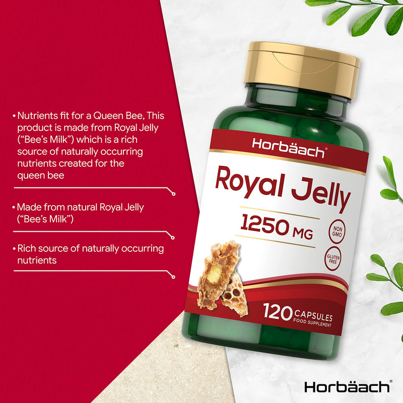 [Australia] - Royal Jelly Capsules | 1250mg | 120 High Strength Capsules | No Artificial Preservatives | by Horbaach 