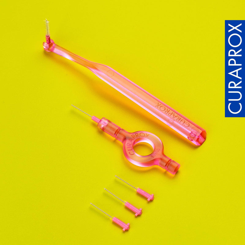 [Australia] - Curaprox CPS 08 Prime Start Interdental Brush Kit, Pink - 5 x 0.8mm - 3.22mm Interdental Brushes + 2 Interdental Toothbrush Holders 