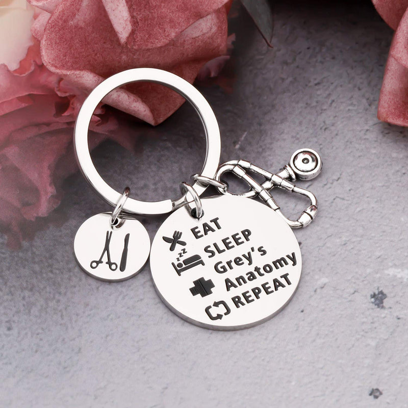[Australia] - KUIYAI Grey's Anatomy Inspired Gift Eat Sleep Grey's Anatomy Repeat Keychain Funny Doctor Gift Movie Fans Gift Eatsleep-Grey's AnatomyKS 