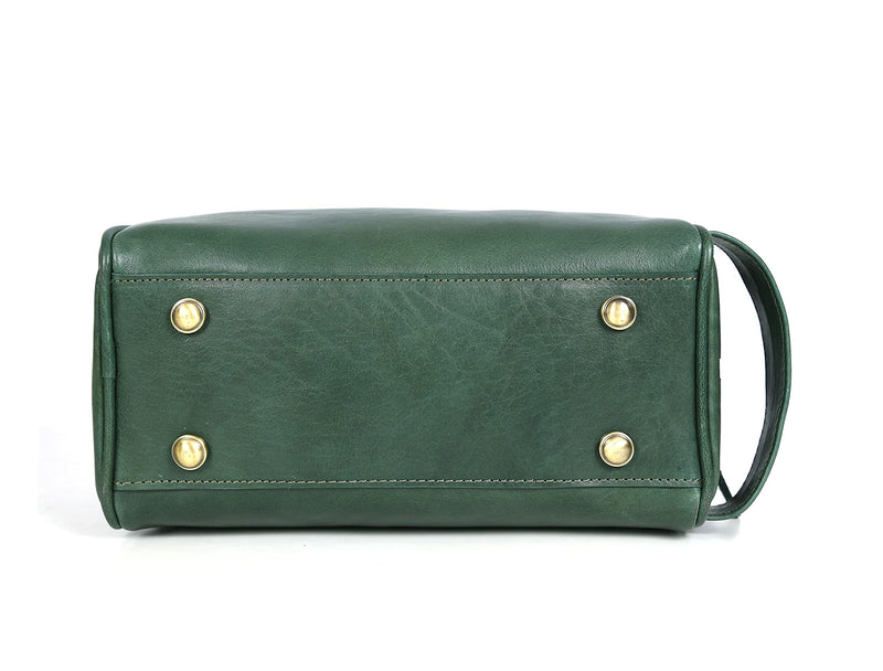 [Australia] - Aaron Leather Goods Leather Toiletry Bag for Men and Women Brown 10.5 Inch (Green) Green 