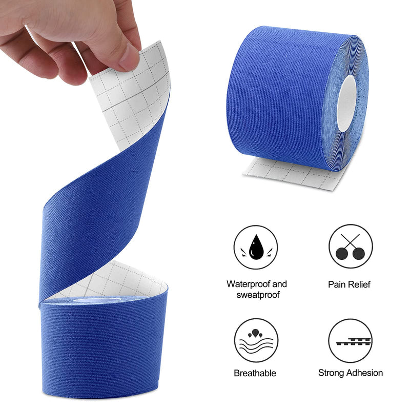 [Australia] - Kinesiology Tape (3 Uncut Roll) Kinetic Tape 16.4 ft Waterproof Athletic Sports Tape Physio Tape for Knees, Shoulder, Ankles, Elbow, Pain Relief,Joint Support (Navy Blue) (3 Rolls) Navy Blue 