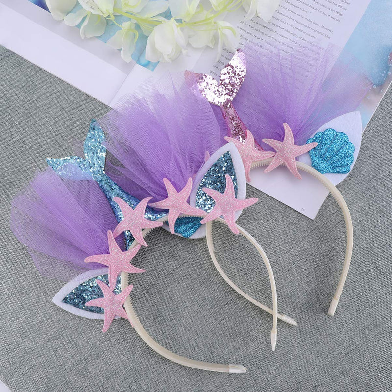 [Australia] - Minkissy Glitter Mermaid Headband Starfish Hairbands Party Headwear Christmas Headband Mermaid Hair Accessories for Kids 