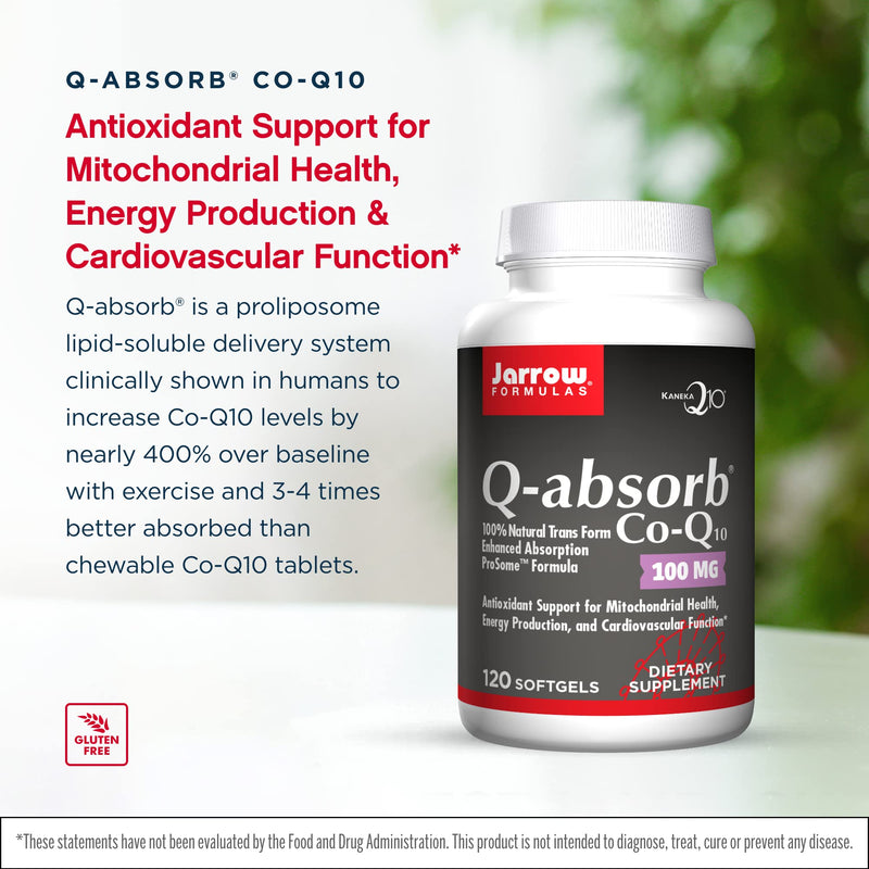 [Australia] - Jarrow Formulas Q-absorb Co-Q10 100 mg - 120 Softgels - High Absorption Co-Q10 - Antioxidant Support for Mitochondrial Energy Production & Cardiovascular Health - Up to 120 Servings 120 Count (Pack of 1) 