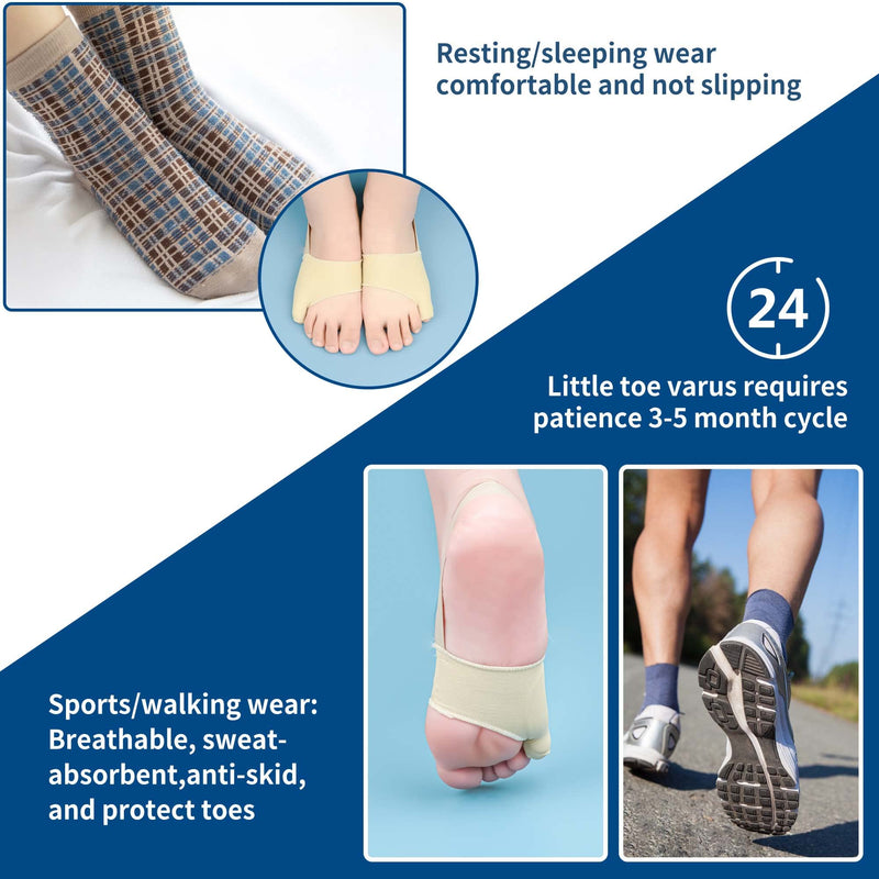 [Australia] - DYKOOK Tailors Bunion Corrector 1Pair Bunionette Sleeves Built-in Gel Pads Silicone Cover Guard with Non-Slip Strap to Relief Bunion Pinky Toe Pain, Straighten Bunionette,Overlapping Toe (Large) Beige L 
