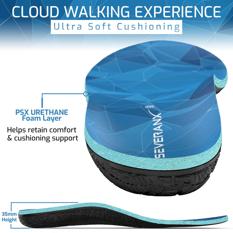 [Australia] - NASA Grade Plantar Fasciitis Insoles - Arch Support Insoles Men, Women Shoe Inserts - Absorb Shock & Relieve High Arch, Flat Feet Pain - Orthotics Inserts Boot Insoles for Work, Hiking (M, Blue) M (Men 9-10.5/Women 10-11.5) 