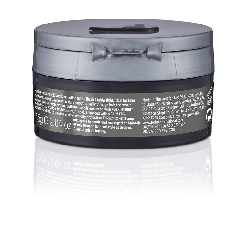 [Australia] - Fudge Professional Hair Clay Cream, Matte Hed Mouldable, Flexible Medium Hold Hair Styling Cr√®me with Humidity Protection, For Fine Hair, For Men, 75 g 