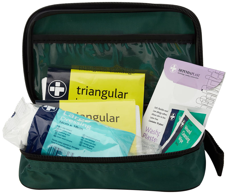 [Australia] - RELIANCE MEDICAL HSE 1 Person First Aid Kit in Small Green Pouch For Home Car Holiday And Workplace - Essentials For Everyday Situations 