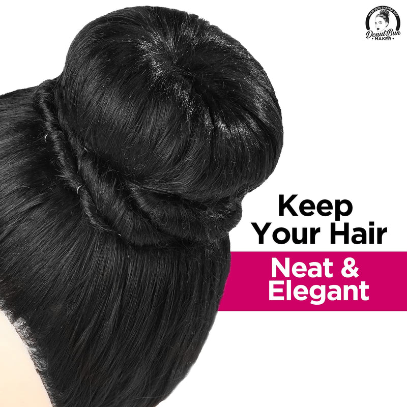 [Australia] - Black Hair Bun Donut Set, Teenitor 4pcs Hair Buns Shaper with 20pcs Hair Pins for Ballet Bun Maker, Hair Bun Donut Maker Chignon Doughnut Ring Style for Dancer Women(Extra-large, Large, Medium, Small) Black 