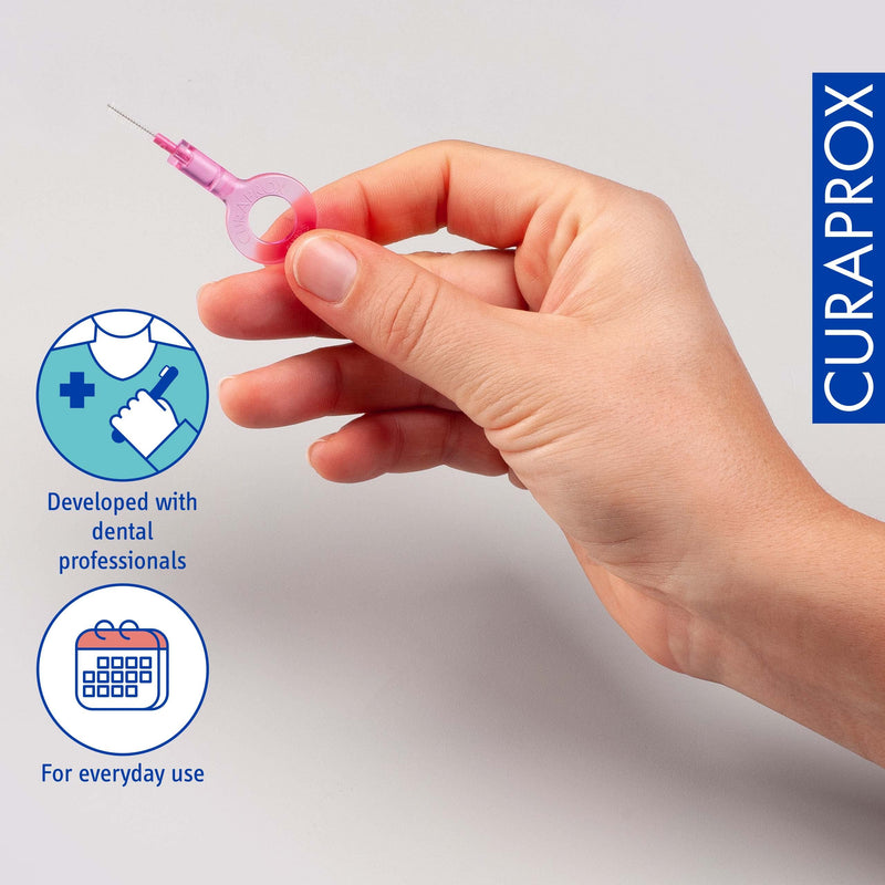 [Australia] - Curaprox CPS 08 Prime Start Interdental Brush Kit, Pink - 5 x 0.8mm - 3.22mm Interdental Brushes + 2 Interdental Toothbrush Holders 