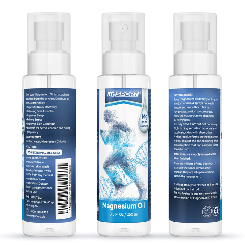 [Australia] - High Absorption Pure Magnesium Oil Spray � 250 ml � 100% Pure Magnesium Chloride from The Dead Sea, Without Preservatives � Supports Sleep, Muscle Recovery and Leg Cramps 