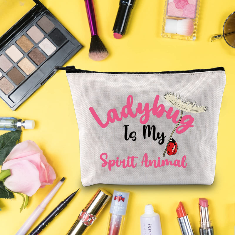 [Australia] - LEVLO Funny Ladybug Cosmetic Make Up Bag Ladybug Lover Inspired Gift Ladybug Is My Spirit Animal Makeup Zipper Pouch Bag For Women Girls, Ladybug Spirit Animal, L, 