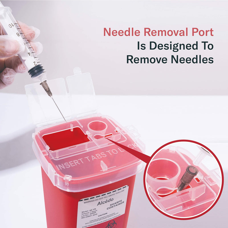 [Australia] - Alcedo Sharps Container for Home Use and Professional 1 Quart (3-Pack) | Biohazard Needle and Syringe Disposal | Small Portable Container for Travel 3 