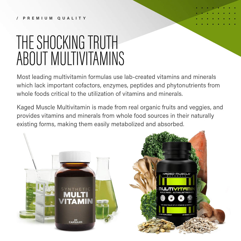 [Australia] - Whole Foods Multivitamin, Kaged Muscle Multivitamin Made with Organic Fruits & Veggies, Plant Based Vegan Multivitamin for Women and Men with Vitamin C, Vitamin D, Vitamin E, Vitamin B12, 60 Count 