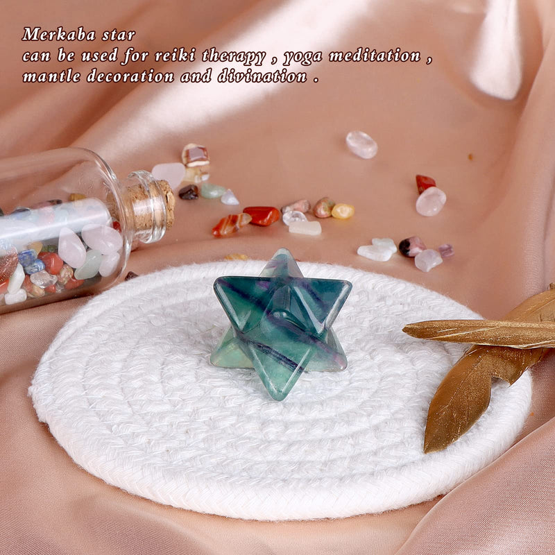 [Australia] - Hxswkk Rainbow Fluorite Crystal Merkaba Stars Hand Carved Gemstones Therapy for Reiki Spiritual Energy Gifts 1inches 