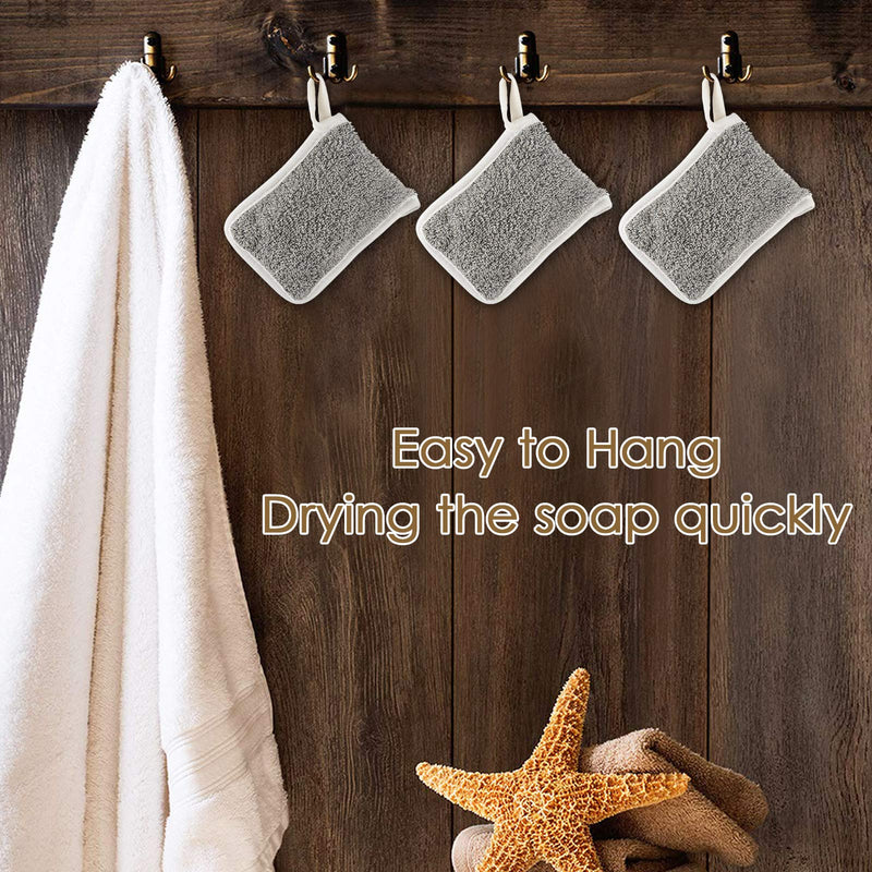 [Australia] - Linkidea 3 Pcs Soap Saver Pouch, Flax Exfoliating Soap Bag Body Scrubber Exfoliator Sponge Holder Hanging Rope Bags for Bath or Shower 