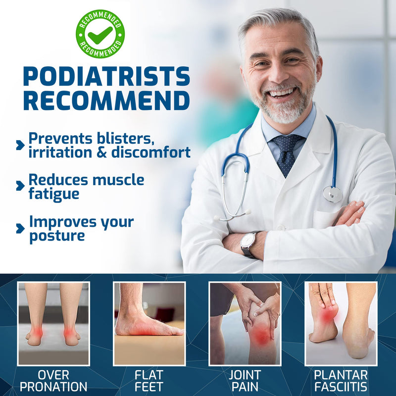 [Australia] - NASA Grade Plantar Fasciitis Insoles - Arch Support Insoles Men, Women Shoe Inserts - Absorb Shock & Relieve High Arch, Flat Feet Pain - Orthotics Inserts Boot Insoles for Work, Hiking (M, Blue) M (Men 9-10.5/Women 10-11.5) 