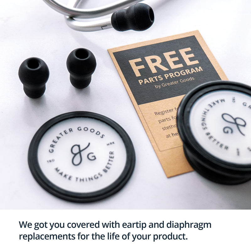 [Australia] - Greater Goods Tunable Dual-Head Stethoscope - Important Component First Aid Kit | Necessary Nurse Accessories | Adjustable Headset - Free Replacement Ear Tips and Diaphragm | Designed in St. Louis Black w/Stainless Steel Binaural 