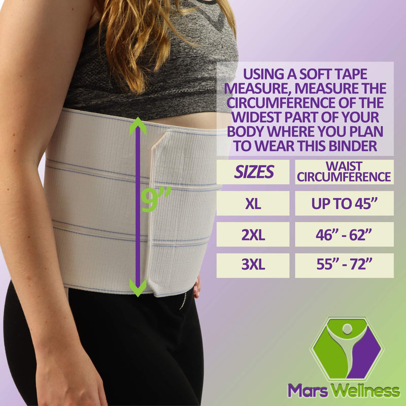 [Australia] - Mars Wellness Premium Plus Size Bariatric Abdominal Binder - 9" 3 Section/Panel - Bariatric Binder Abdominal Brace for Men or Women - 3XL - Waist Size 55" - 72" 3X-Large (Pack of 1) 