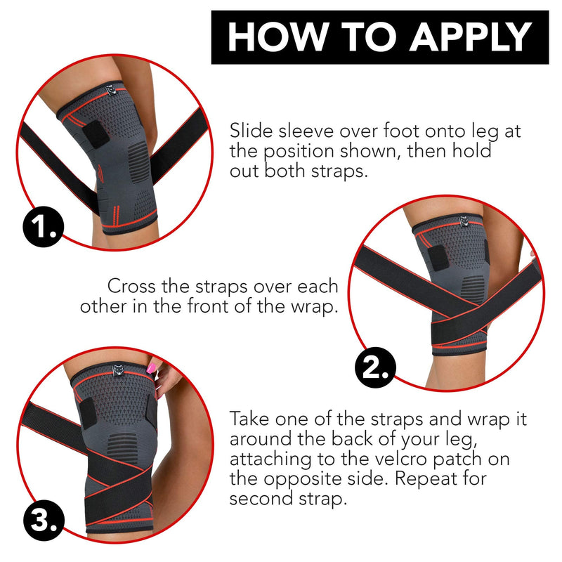 [Australia] - Dr. Wolf Knee Compression Sleeve - Adjustable Knee Wrap For Crossfit, Powerlifting, Basketball, Soccer, & Running - Provides Pain Relief & Patella Support For Men & Women With Arthritis & Knee Injury (Medium) Medium 14-16 Inch 