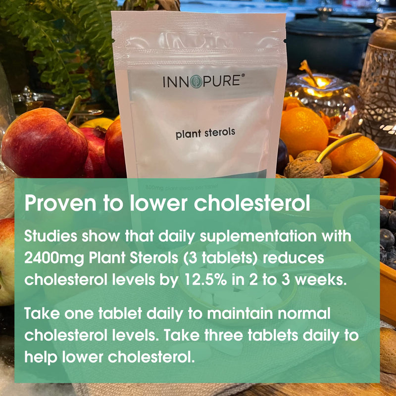[Australia] - INNOPURE Plant Sterols 800mg 180 Tablets, Cholesterol Lowering Supplement, Proven Supplement to Lower Cholesterol Levels - Made in The UK (1 Pack of 180 Tablets) 90 Count (Pack of 2) 