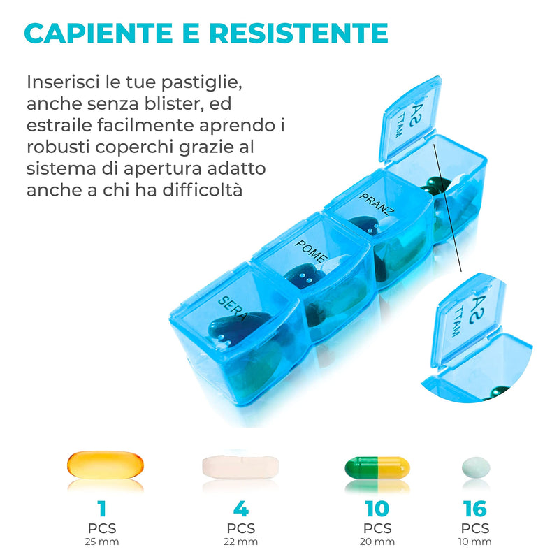 [Australia] - HOUSEVAG® Weekly Pill Box 28 Compartments Pad Holder Weekly Portable Italian Medicine Holder Removable Daily With Pocket Pill Box For Elderly People Certified 